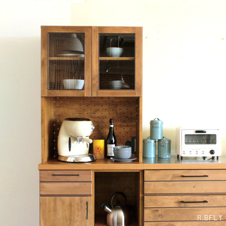 楽天市場 食器棚 カップボード キッチンボード 完成品 70幅 キッチン収納棚 レンジボード 引き戸 ヴィンテージ レトロ モダン 西海岸 キッチンボード カップボード ヴィンテージ インダストリアル ブラウン 木製 A Bfly ア ビーフライ