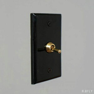 セラミックプレート 1スイッチ 磁器 真鍮 ブラック 黒 ホテルライク 海外 スイッチ 1口 トグルスイッチ 照明 照明器具 レトロ インダストリアル 重厚感 シンプル DIY 壁スイッチ 洗面所 雑貨