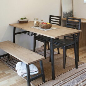 ダイニングテーブル テーブル 木製テーブル 食卓 ウッドテーブル 天然木 スチール脚 ブラックスチール脚 シンプル 棚 パイン材 インダストリアル カフェテイスト