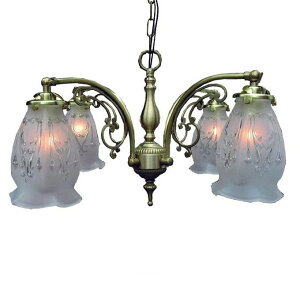 シャンデリア アンティーク 照明 ライト 天井 間接照明 クラシカル スポットライト レトロ ショップ リビング 寝室 玄関 アクセント ガラスシェード 4灯 ゴールド ゴージャス 豪華