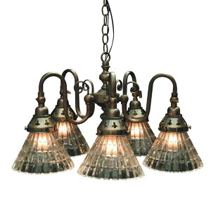 シャンデリア アンティーク 照明 ライト 天井 間接照明 クラシカル スポットライト レトロ ショップ リビング 寝室 玄関 アクセント ガラスシェード 5灯 ゴージャス 豪華