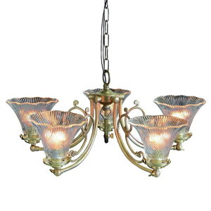 シャンデリア アンティーク 照明 ライト 天井 間接照明 クラシカル スポットライト レトロ ショップ リビング 寝室 玄関 アクセント ガラス 5灯 ゴージャス 豪華 シーリングランプ ゴールド