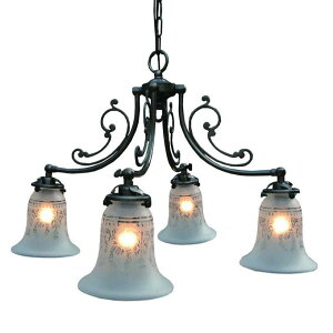 シャンデリア アンティーク 照明 ライト 天井 間接照明 クラシカル スポットライト レトロ ショップ リビング 寝室 玄関 アクセント ガラス 4灯 ゴージャス 豪華 シーリングランプ