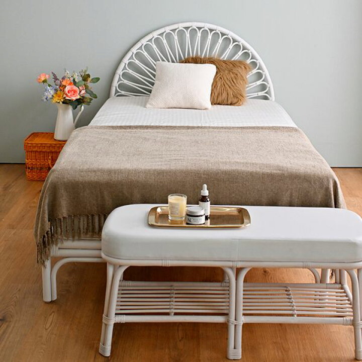 楽天市場】ラタン ベッドフレーム 単品 ホワイト 可愛い おしゃれ  