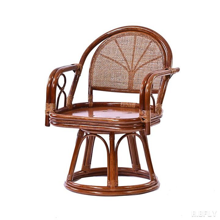新品 送料無料】回転座椅子 ラタン リバーシブルクッション付き  