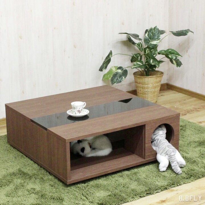 楽天市場】\クーポン配布中/【国産 大川家具】日本製 センターテーブル リビングテーブル ローテーブル ペット家具 秘密基地 ペットハウス 引出付き 収納 ブラウン スタイリッシュ シンプル モダン 職人 犬 ネコ ベッド cat dog 猫家具 : A.BFLY ア.ビーフライ
