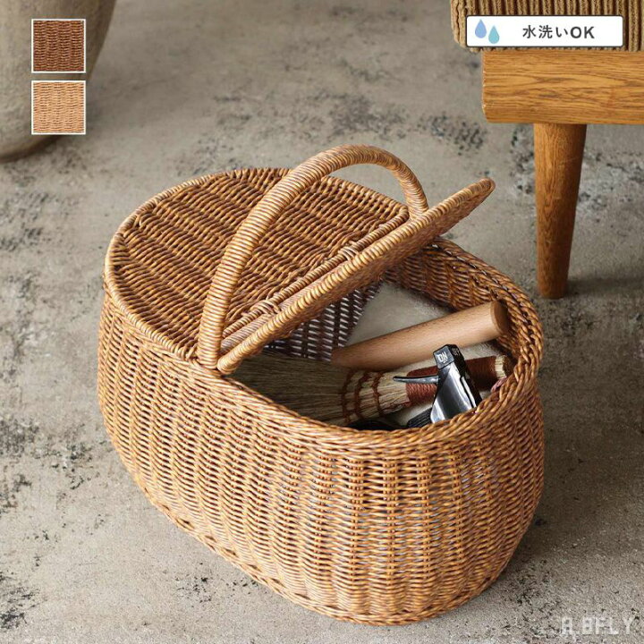 楽天市場】ピクニックバスケット 蓋つきバスケット オーバル型 ワン 
