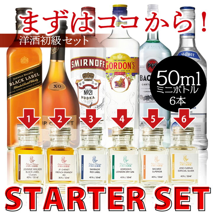 楽天市場】6種の蒸留酒 飲み比べ セット ミニボトル 6本 ギフト 