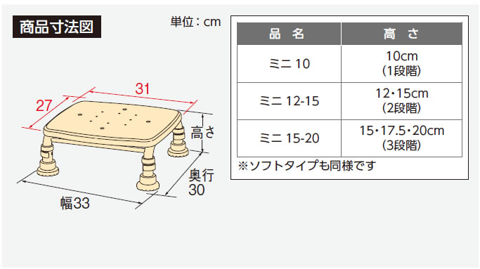 安寿 ステンレス製浴槽台Ｒ あしぴた ソフトクッションタイプ ミニ12-15 アロン化成