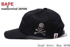 A BATHING APE(エイプ) x mastermind JAPAN(マスターマインドジャパン)コラボレーション CAP【キャップ/帽子】【ブラック】【日本製】【新品】BAPE(ベイプ)