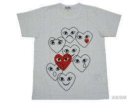 ★レディースサイズ★PLAY COMME des GARCONS(プレイ コムデギャルソン) 『レッド・ハート＋絵文字ハートTシャツ』Holiday emoji【LADY'S】【ホワイト】【日本製】【新品】【AT-T107】