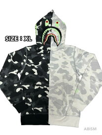 A BATHING APE(エイプ)CITY CAMO HALF SHARK FULL ZIP HOODIEシャーク フルジップ パーカー【ホワイトCAMOxブラックCAMO】【新品】【MEN'S】【日本製】BAPE(ベイプ)