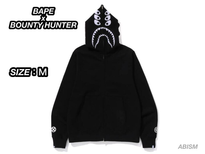 メガロドン トゥースハンター メガロドンシャーク パーカー ☆激レア☆ BOUNTY HUNTER × BAPE shark full zip hoodie Mサイズ シャーク パーカー