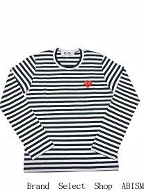 ★レディースサイズ★PLAY COMME des GARCONS(プレイ コムデギャルソン) 『ワンポイント・レッド・ハート ロングボーダーTシャツ』(長袖Tシャツ)(ブラックxホワイト)【LADY'S】【日本製】【新品】【AZ-T163】