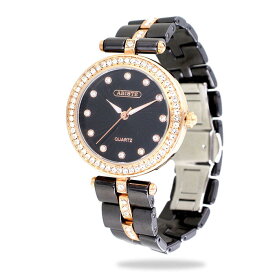 ABISTE ラウンドフェイスクリスタルセラミックベルト時計/9190005- ブランド アビステ メタル＆セラミック時計