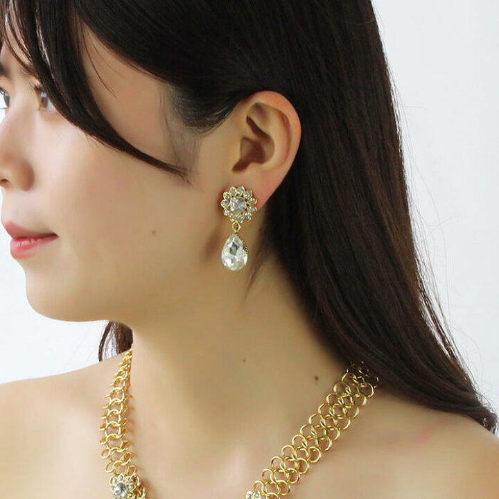 楽天市場】ABISTE ビジュー×チェーンショートネックレス・イヤリング 