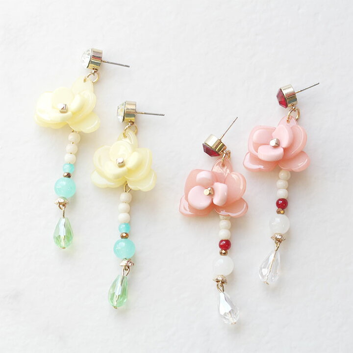 楽天市場】【最大2,000円OFF】ABISTE アクリルフラワーロングピアス 