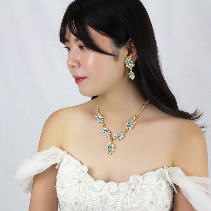 楽天市場】ABISTE フラワーモチーフビジューネックレス・イヤリング  