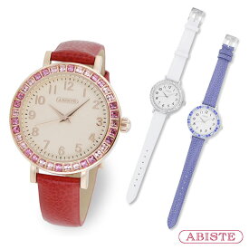 ABISTE ラウンドフェイスチェコガラスベルト腕時計/9160031 ブランド 一年動作保証付き アビステ