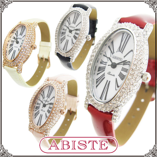 ABISTE(アビステ)オーバルフェイスキラキラベルト時計/ホワイト、ピンク、レッド、ブラック 0940306 女性 人気 上品 アクセサリー ギフト ブランドのサムネイル