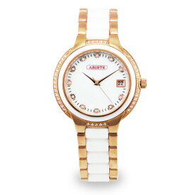 ABISTE セラミックベルト時計/9400017P/W ギフト ブランド 一年動作保証付き アビステ メタル＆セラミック時計