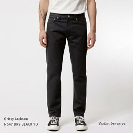 Nudie Jeans ヌーディージーンズ Gritty Jackson N647 DRY BLACK YD 113560030 デニムパンツ メンズ ジーパン ストレート スリム スキニー グリッティージャクソン 細身 オーガニックコットン ブラック リジッド 綿 無償リペア 11485