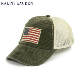 Polo by Ralph Lauren Baseball Cap US ポロ ラルフローレン アメリカ国旗 コーデュロイ メッシュ キャップ (UPS)