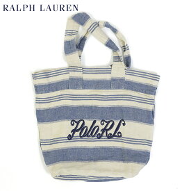 POLO Ralph Lauren Cotton&Linen Tote Bag (BLUE/WHITE) US ポロ ラルフローレン トート バッグ ロゴ刺繍