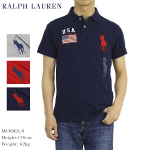 ポロ ラルフローレン メンズ カスタムフィット アメリカ国旗 ビッグポニー刺繍 ポロシャツ POLO Ralph Lauren Men's "USA FLAG" BIG PONY Polo Shirts US (UPS)