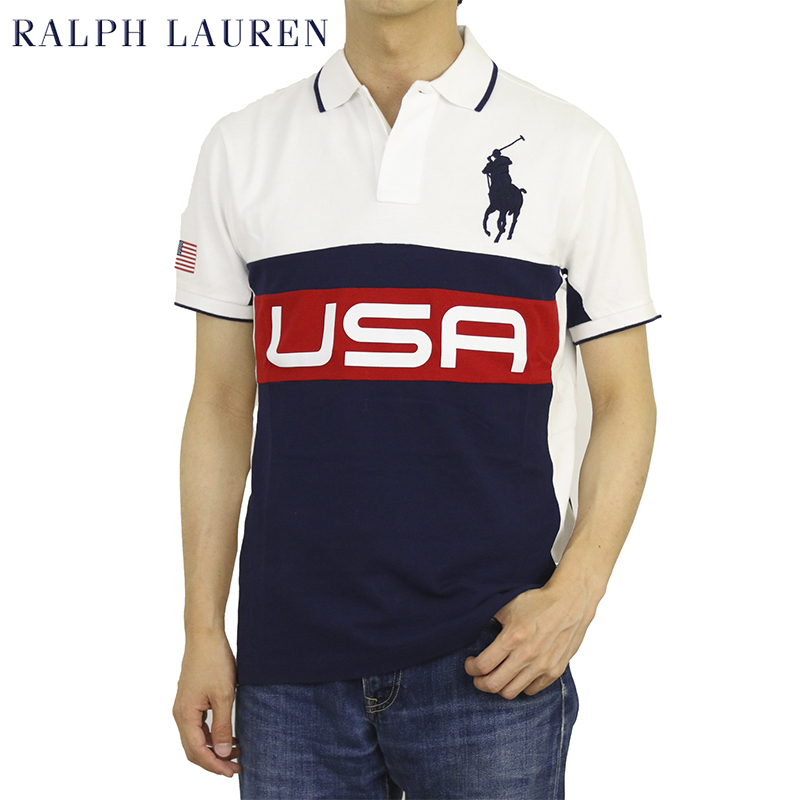 ポロ ラルフローレン カスタムスリムフィット 鹿の子 ポロシャツ アメリカ国旗 ビッグポニー刺繍 POLO Ralph Lauren Men's  CUSTOM SLIM FIT USA Polo Shirt US (ups) - www.edurng.go.th