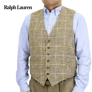 | t[ Y `FbN l/Rbg xXg W Polo by Ralph Lauren Men's Check Linen Cotton Tweed Vest US