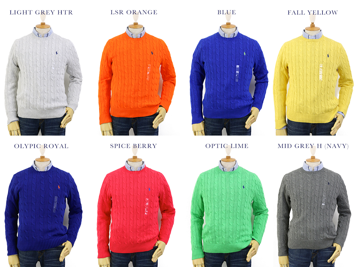 楽天市場】POLO Ralph Lauren Men's Cotton Cable Crew Sweater US 