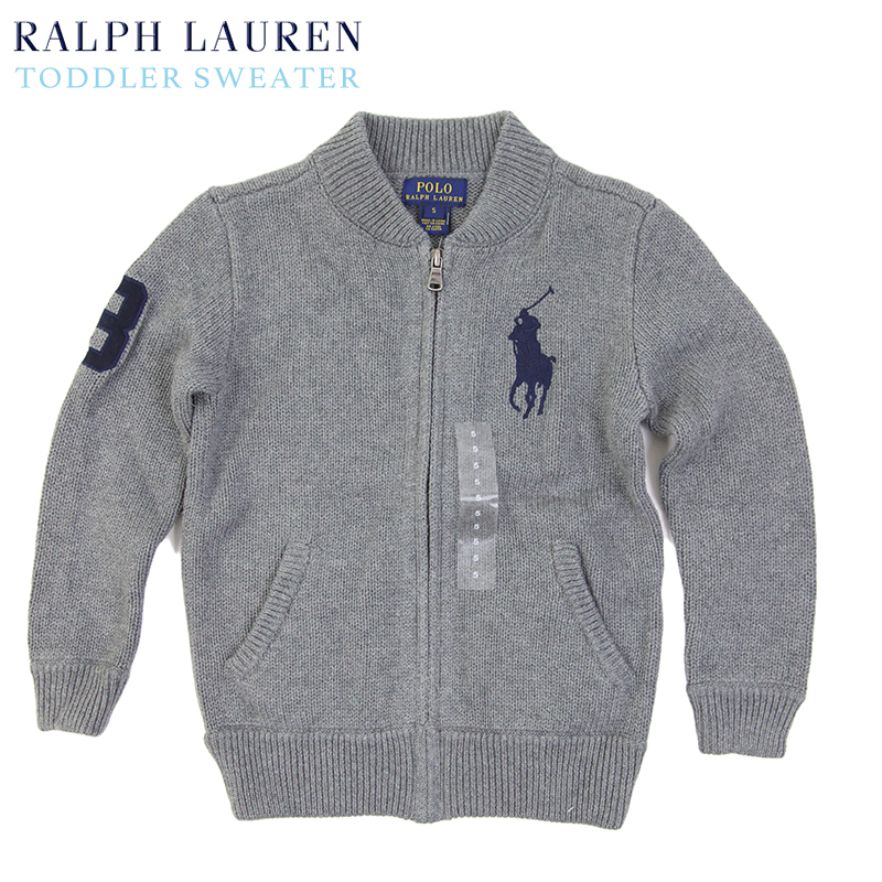 ラルフローレン 人気のボーイズジップニットジャケット 2-7 Ralph Lauren Boy's Big Pony セーター ボーイズ 即納 Full-zip ジャケット Sweater フルジップ 新作入荷!!
