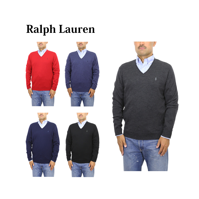 ポロ ラルフローレン メンズ ウォッシャブル メリノウール Vネック セーター テープ Polo Ralph Lauren Men's  
