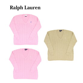 ポロ ラルフローレン レディース ピマコットン ケーブル Vネック セーター ニット POLO Ralph Lauren Women's Pima Cotton Cable V-neck Sweater US (DPF)