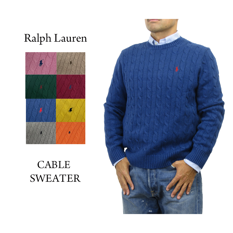 ポロ ラルフローレン コットンのクルーネックセーター POLO Ralph Lauren Men's Cotton Cable Crew  Sweater US 売れ筋 | donuts （ドーナッツ）