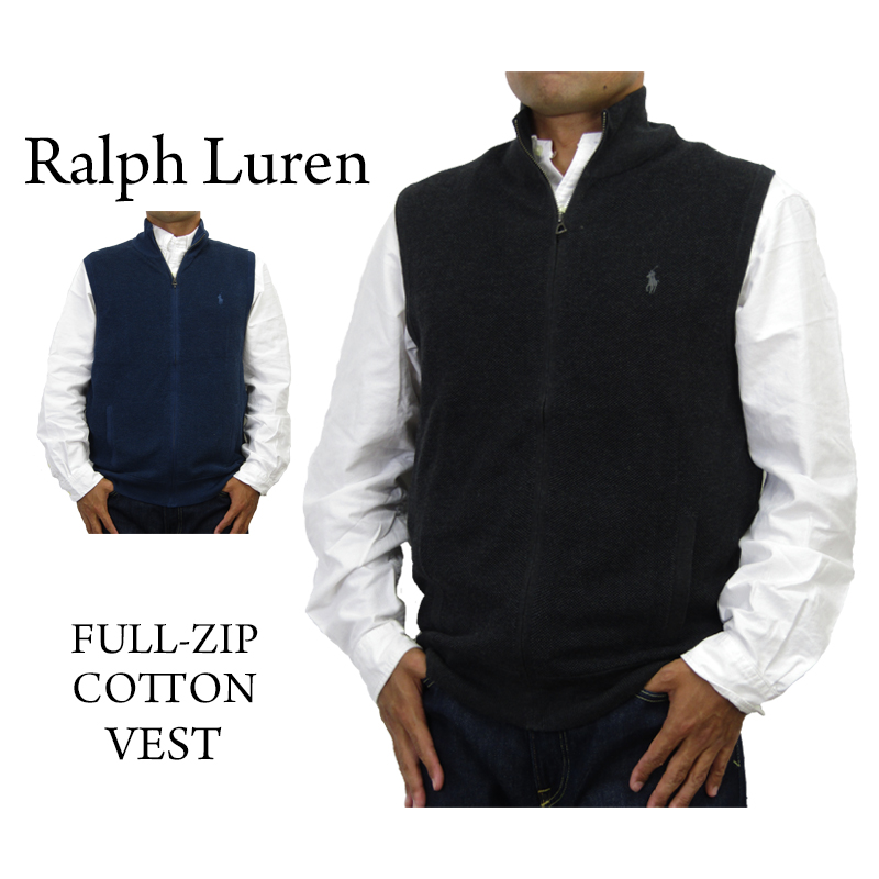 ポロ ラルフローレン ジップアップ コットン ニットベスト POLO Ralph Lauren Men's Zip Pima Cotton Mesh  Knit Vest US | donuts （ドーナッツ）