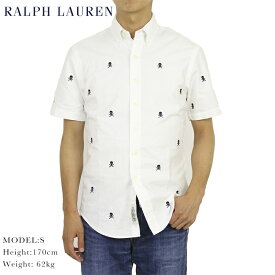 ポロ ラルフローレン スリムフィット スカル刺繍 オックスフォード ボタンダウン 半袖シャツ POLO Ralph Lauren "SLIM FIT" Skull OXFORD S/S B.D. Shirts US