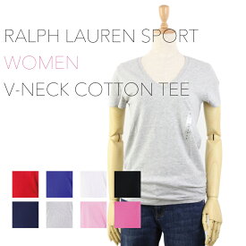 Ralph Lauren SPORT Women's Cotton V-Neck Tee USラルフローレン ワンポイント Vネック Tシャツ
