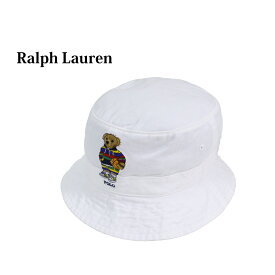 ポロ ラルフローレン ポロベアー刺繍 コットン バケット ハット Polo by Ralph Lauren POLO BEAR Bucket Hat US(WHITE/BASKETBALL)
