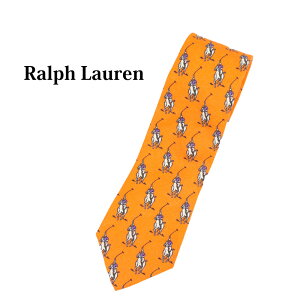 �|�� �����t���[���� ���l�� �l�N�^�C �}���`�|�j�[�v�����g POLO by Ralph Lauren Linen Multi Pony Print Necktie (ORANGE) US (UPS)