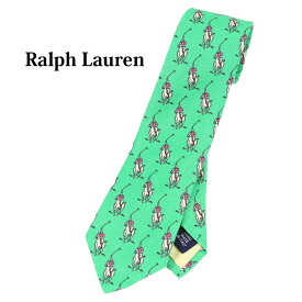 ポロ ラルフローレン リネン ネクタイ マルチポニープリント POLO by Ralph Lauren Linen Multi Pony Print Necktie (GREEN) US