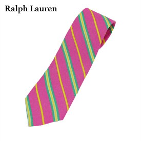 ポロ ラルフローレン リネン ネクタイ レジメンタル ストライプ POLO by Ralph Lauren Linen Striped Necktie (PINK) US