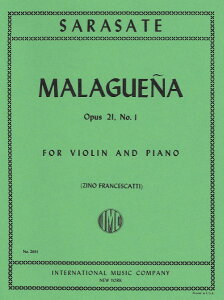 y yizy񎞁A[1Tԁ`10zA oCI\ }Q[j OpD 21 NoD 1 iViolin  Pianoj Malaguena Opus 21 No. 1 /Pablo de Sarasatey[ւȈꍇz