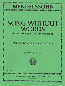 y yizy񎞁A[1Tԁ`10zA `F\  j OpD 109iCello  Pianoj Song Without Words in D Major Op 109 /Felix Mendelssohn Bartholdyy[ւȈꍇz