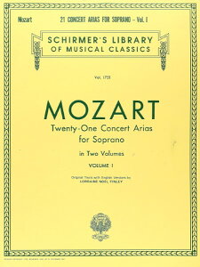 y yizy񎞁A[1Tԁ`10zA \vm̂߂21̃RT[gAAW 1 21 Concert Arias for Soprano Volume I /Wolfgang Amadeus Mozarty[ւȈꍇz