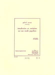 �y�� �y���i�z�y��񎞁A�[��1�T�ԁ`10���z�A�� �T�b�N�X�A���T���u�� ���w�������h�̎��ɂ�鏘�t�ƕϑt �iSax Quartet SATB�j Introduction et Variations sur une Ronde /Gabriel Pierne�y����E�����ȊO