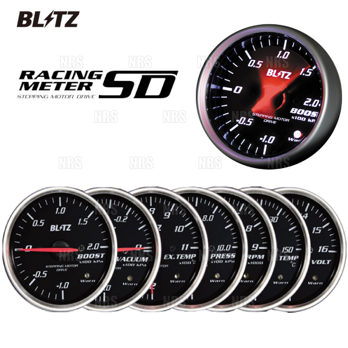 BLITZ ブリッツ レーシングメーターSD ホワイト 5点 φ52 ブースト計 19571-19573-19573-19574-19576 50％OFF 圧力計 卸売り 温度計2個 タコメーター