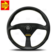 MOMO モモ VELOCE RACING ヴェローチェ レーシング 320mm ブラックレザー＆イエローステッチ ブラックス…