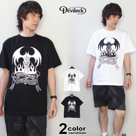 DEVILOCK デビロック Tシャツ 半袖 FIRE TATTOO LOGO TEE ファイア タトゥー ロゴ Tシャツ 大きいサイズ ホワイト ブラック メンズ レディース [DVLCKSS02] 【あす楽対応】【メール便対応】